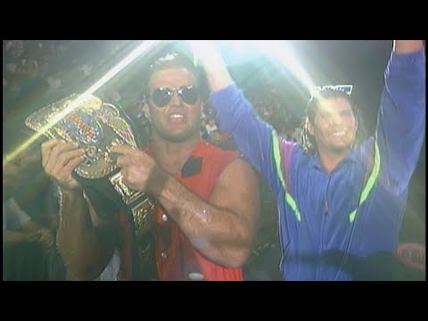 Lex Luger vs Jacques (w/Johnny Polo). Luger destroyed the Quebecers and their manager. Superstars.