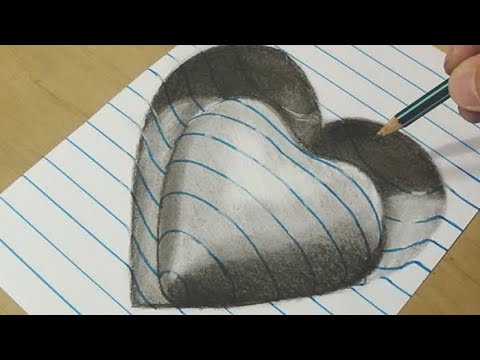 How to Draw a 3D Hole Heart Shape - Easy 3D Drawings...