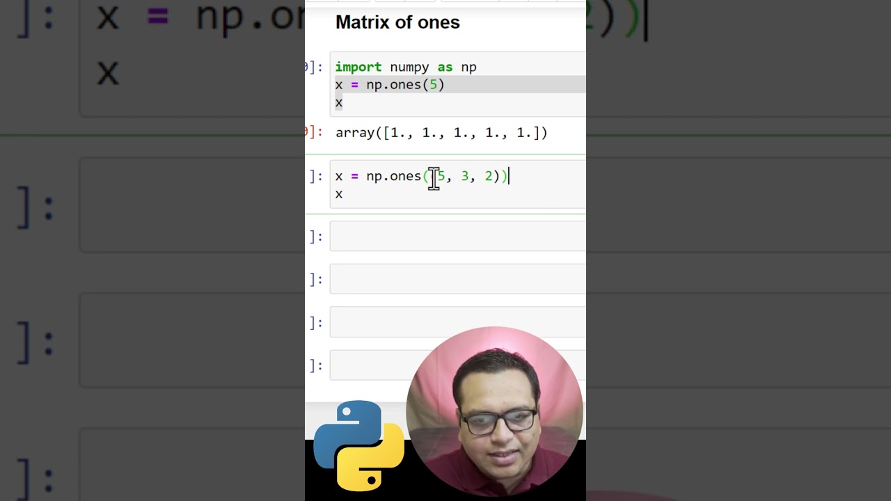 Python NumPy | Matrix of Ones #shorts