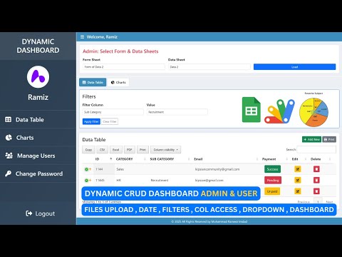 Build a Dynamic CRUD Web App Dashboard: Admin & User Roles with Google Sheets & Apps Script | C46V3