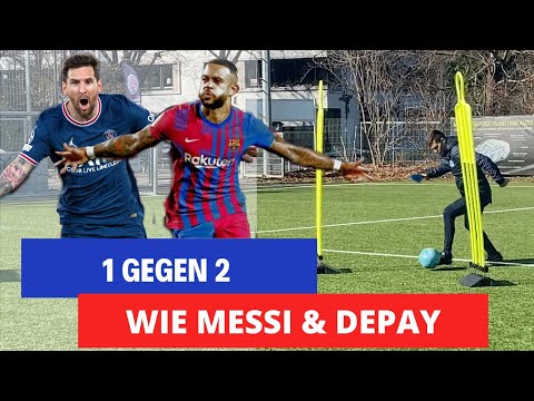 Dribbel wie MESSI & DEPAY - 1 gegen 2 Unterzahl Situationen am Flügel lösen, mit Torschuss