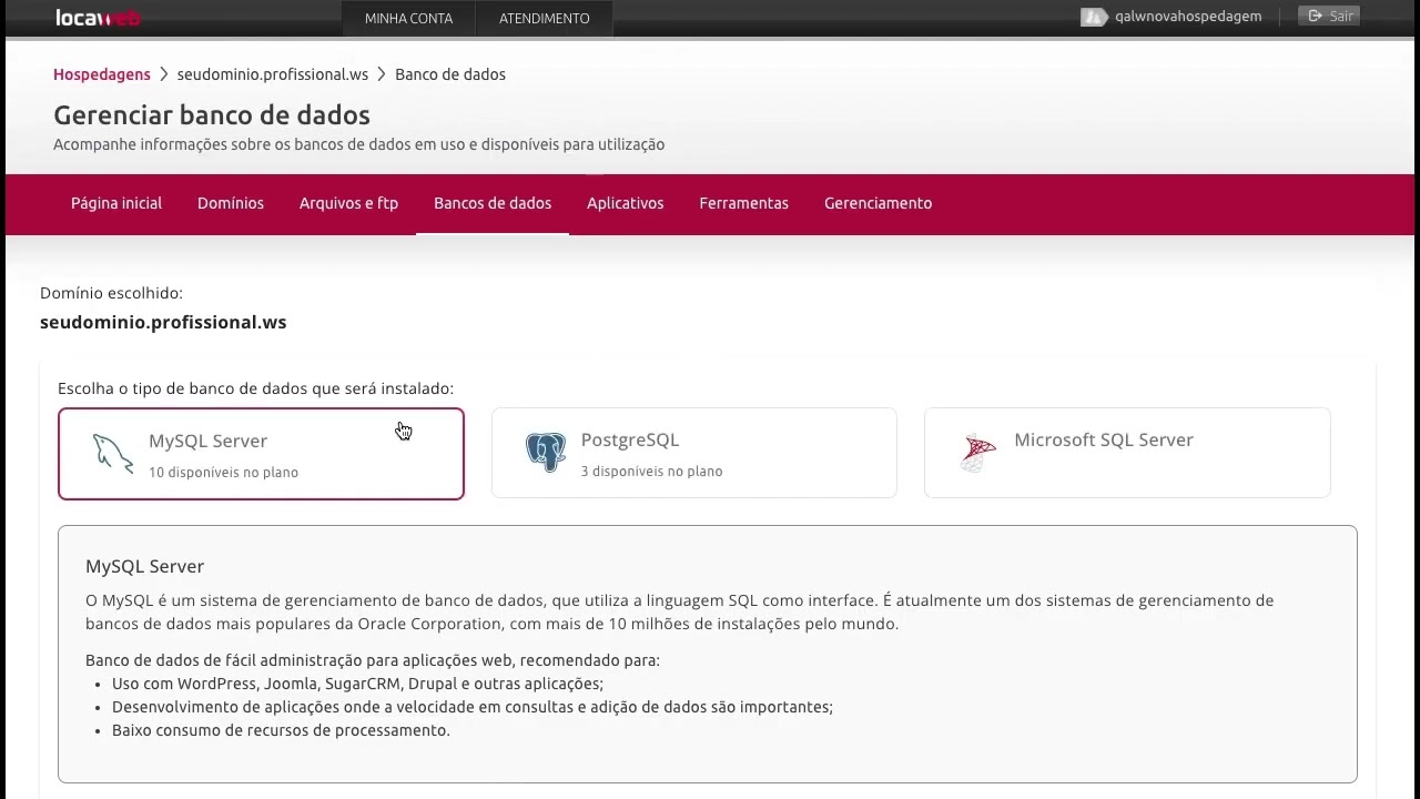 Criar Banco de Dados em Hospedagem