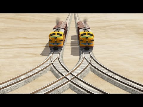 Trains Vs Weird Overlapping Rail Tracks - BeamNG.Drive