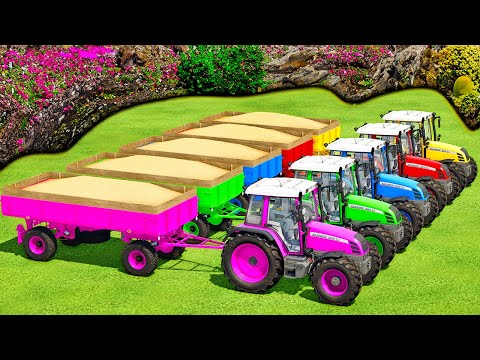 SPECIAL SOYBEANS HARVEST & LOAD WITH FENDT COLORED TRACTORS & HARVESTERS - FS22