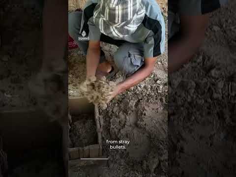 Displaced Palestinian builds mud shelter as tents offer little relief | AJ #shorts