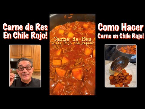 Carne de Res en Chile Rojo con Papas - Como hacer Carne con Papas en Chile Rojo - Receta de Res