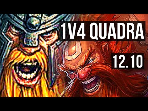 OLAF vs GRAGAS (TOP) | 1v4 Quadra, 10 solo kills | KR Diamond | 12.10