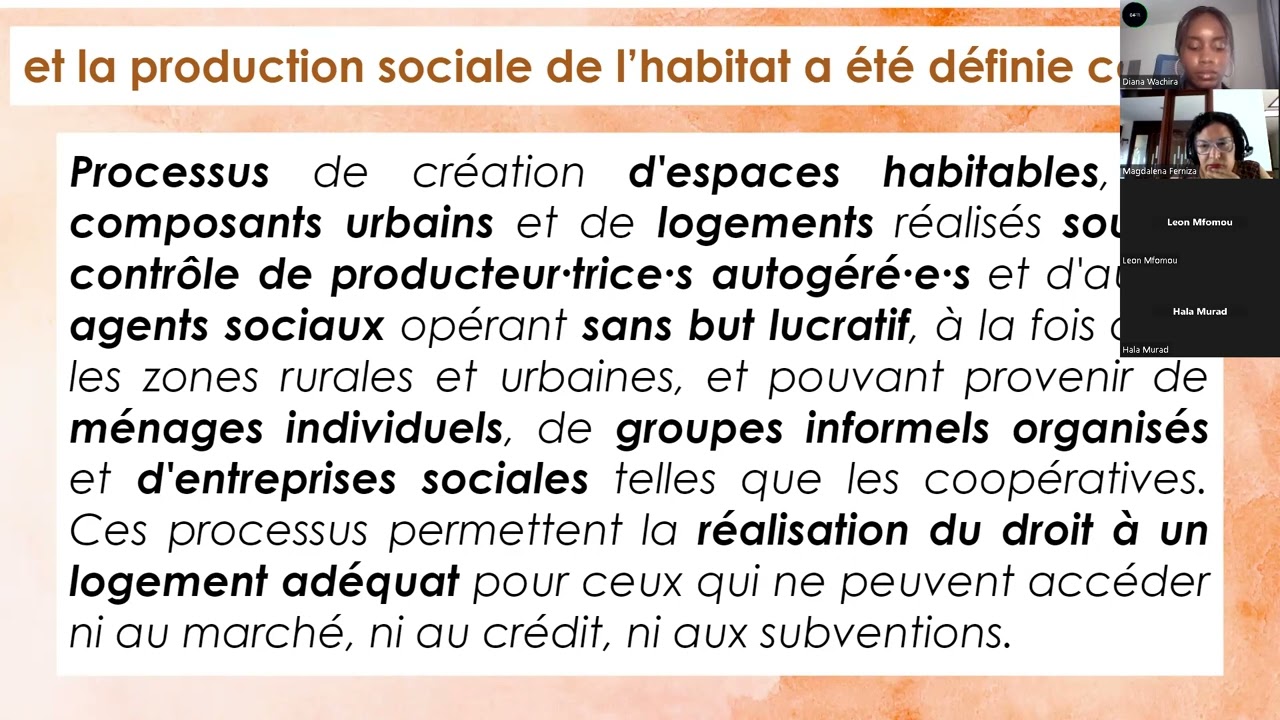 English - Session 4 of the Co-learning space on Social Production of Habitat
