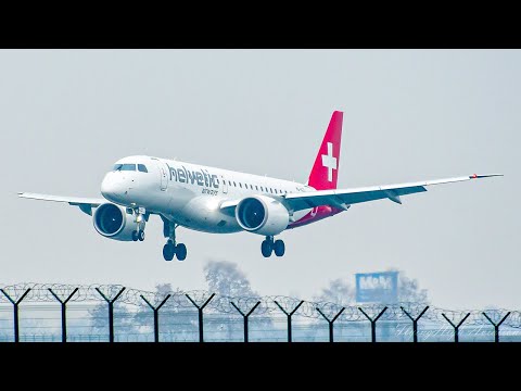 BRAND NEW | Helvetic Airways Embraer E190-E2 Landing and Takeoff from Belgrade Airport | With ATC