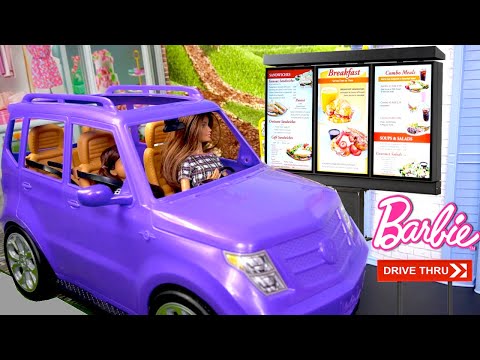 Barbie Doll Family Morning Routine Drive Thru Pretend Play