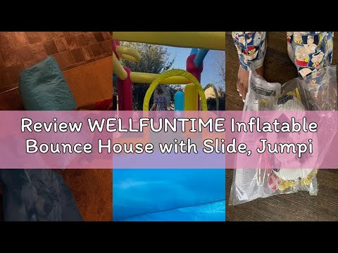 Review WELLFUNTIME Inflatable Bounce House with Slide, Jumping Castle with Blower and Wave Pool, Bas
