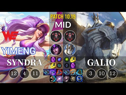 WE yimeng Syndra vs Galio Mid - KR Patch 10.19