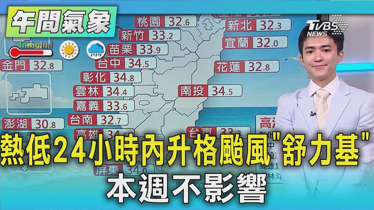 天氣/熱低24小時內升格颱風「舒力基」 本週不影響|氣象主播 吳軒彤|午間氣象|TVBS新聞20260922 @TVBSNEWS01