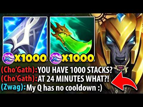 Nasus but my Q has NO COOLDOWN so I hit 1000 STACKS in 24 minutes (UNLIMITED Q SPAM)