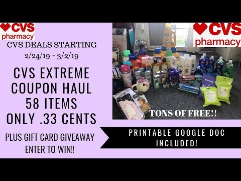 CVS Extreme Coupon Haul Deals Starting 2/24/19~58 Items Only .33 Cents Each! Enter to Win Gift Card! Video