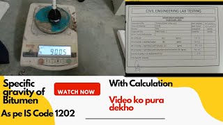 specific gravity of bitumen Specific gravity kese karte hai As per Is code 1202-1978