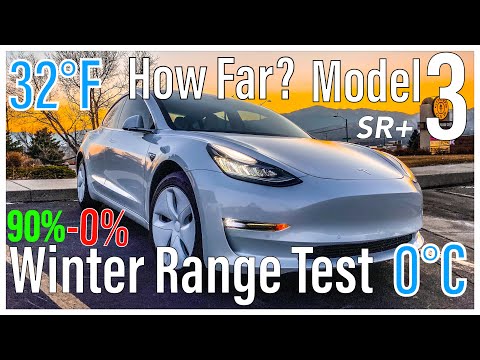 Tesla Model 3 Winter Range Test | How Far Will It Go In Cold Weather | SR+ Range Pushed to 0%