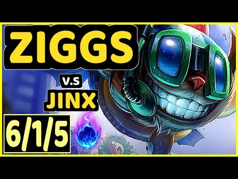 OMOK KING (ZIGGS) vs JINX - 6/1/5 KDA BOTTOM ADC GAMEPLAY - NA Ranked DIAMOND