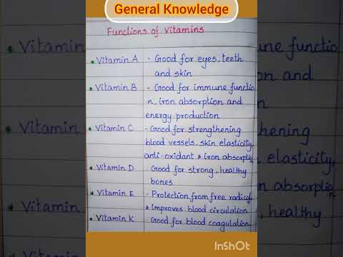 Vitamin A, Vit B, Vit C, Vit D,Vit E,Vit K #functions #vitamin #shortsfeed