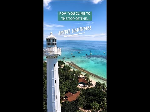 🌅 Climb 247 steps to Amédée Lighthouse for a 360° view of turquoise lagoons and reefs #Amedee360