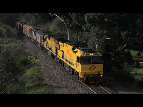 AUSTRALIAN FREIGHT OPERATORS SHARE MOTIVE POWER - AURIZON ENGINES ON A SCT FREIGHT TRAIN