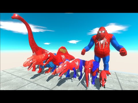 ⚡ FAMILY SPIDER MAN DINOSAUR DEFENS BASE  - 🦖 Animal Revolt Battle Simulator 🦕