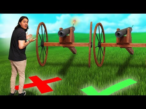 Don't Stand In Front Of The Wrong Cannon Challenge! Video