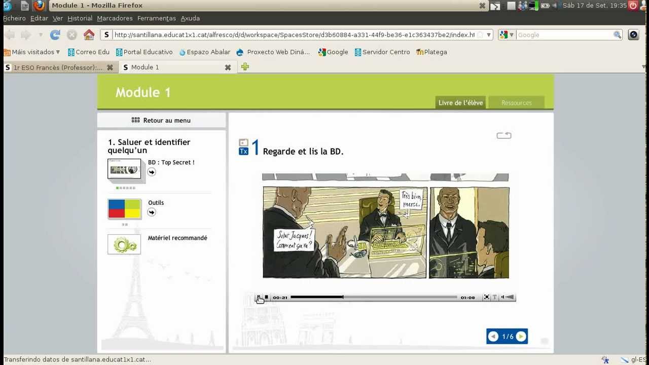 Entrada al libro digital de Francés de Santillana