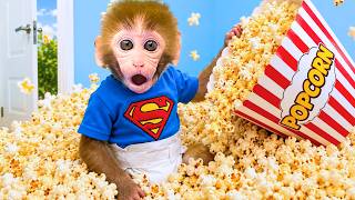 Download lagu Monkey  BonBon 🍿 Built a Huge Popcorn Playground! 😆✨ | BB Daily mp3