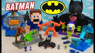 Hot Wheels Batman Batcave GOTHAM CITY! Joker Funhouse, Mr. Freeze, Killer Croc, Clayface IRL Playset