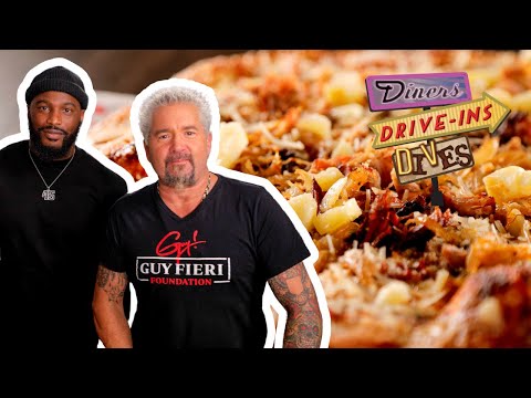 Guy Fieri + Marcel Reece Eat Killer BBQ Pizza in AZ | Diners, Drive-Ins and Dives | Food Network