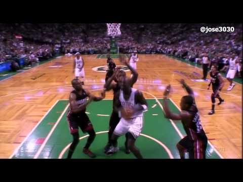 Kevin Garnett Gets Fouled, Goes Down Hard, Does Some Pushups - Heat @ Celtics 2012 NBA Playoffs