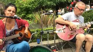 Almaz Duo Busking in Nantwich Cheshire. Original Song Shut The Door (Behind you when you leave)