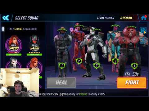 Alpha 4 Raid - Cosmic/Global Lane Early Nodes up to Boss2 - Marvel Strike Force
