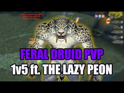 WoD 6.1.2 Feral Druid PvP - 1v5 ft. The Lazy Peon [6.1 Duels - Fury War, Frost DK, Ret Pala, Feral]