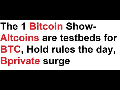 The 1 Bitcoin Show-Altcoins are testbeds for BTC, Hold rules the day, Bprivate surge