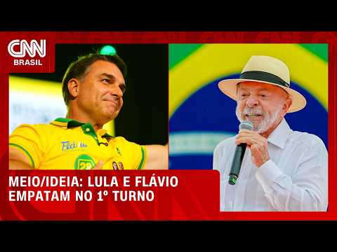 Lula e Flávio empatam, na margem de erro, no 1º turno, aponta Meio/Ideia | CNN 360º