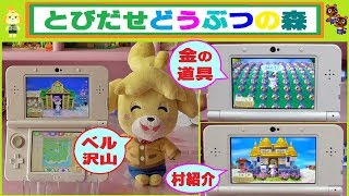 【とびだせどうぶつの森】金の道具やベルが沢山、「金の畑」のようになってるよ♫ 私の村を紹介するね〜(*^_^*)