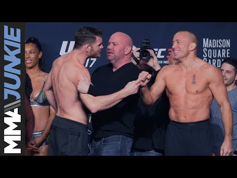 UFC 217 ceremonial weigh in: Michael Bisping vs Georges St-Pierre