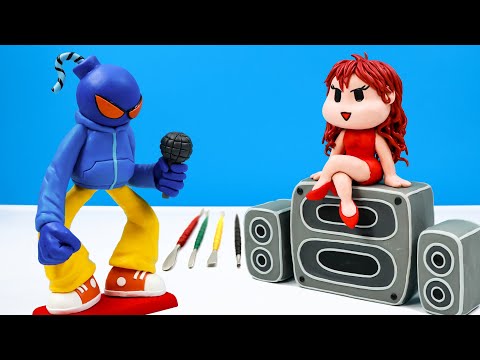 Making Whitty and Girlfriend from game Friday Night Funkin' with clay 🎤 Polymer Clay Tutorial