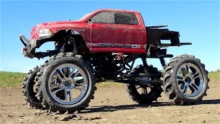 RC ADVENTURES - Traxxas E-Maxx Skinny "Tractor" Tire - SCX10 Mega Mud Truck 4x4 Overview