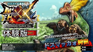 充実装備で狩り体験ができるらしい。「モンスターハンターダブルクロス　体験版」実況