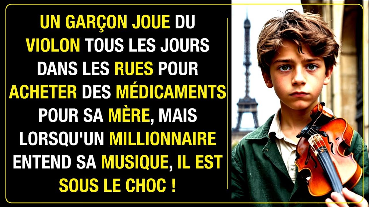 UN GARÇON JOUE DU VIOLON DANS LA RUE POUR SA MÈRE MALADIE, UN MILLIONNAIRE ENTEND ET EST BOULEVERSÉ