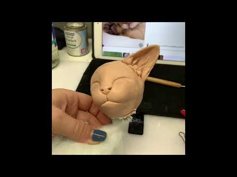 Modellieren mit Polymer eine  Katze  Part 2( Nase und Ohr )