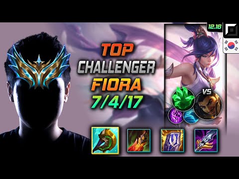 챌린저 탑 피오라 템트리 룬 신파자 착취 - Challenger Fiora Top vs Akshan - 롤 KR 12.16