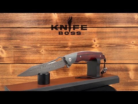 KnifeBoss zavírací damaškový nůž Titan Rose wood