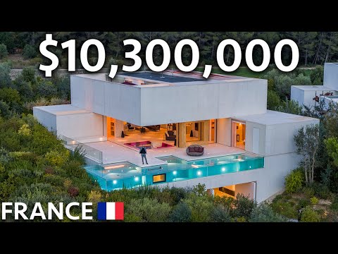 Touring $10,300,000 Minimalist CONCRETE Modern Mansion in the South of France