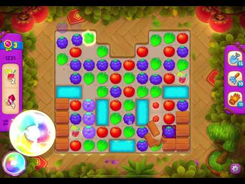 GardenScapes Level 1231 no boosters (16 moves)