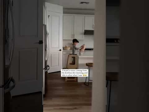 Caught my toddler making cereal for his baby sister SO CUTE! #wholesome #moms #shorts