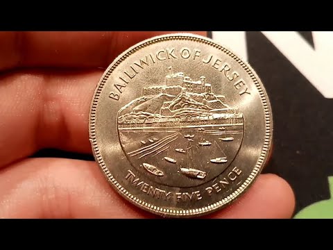 BAILIWICK OF JERSEY 25 PENCE COIN - Queen Elizabeth The Second 1953-1977 (Orgueil Castle)